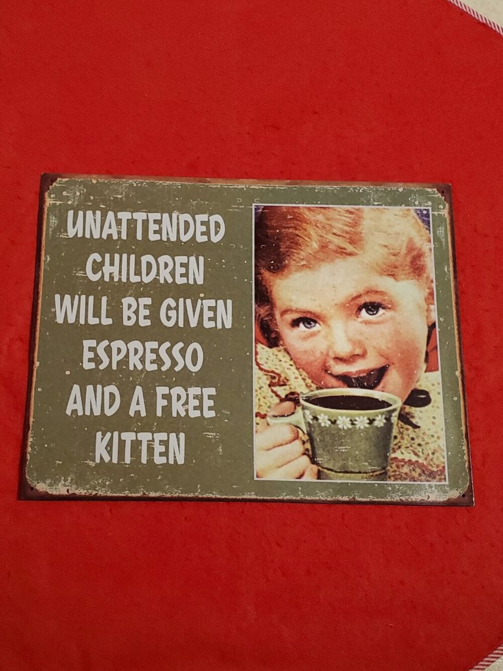 Metal Sign 16"x12.5" inch #1557. *Unattended Children* - Save $